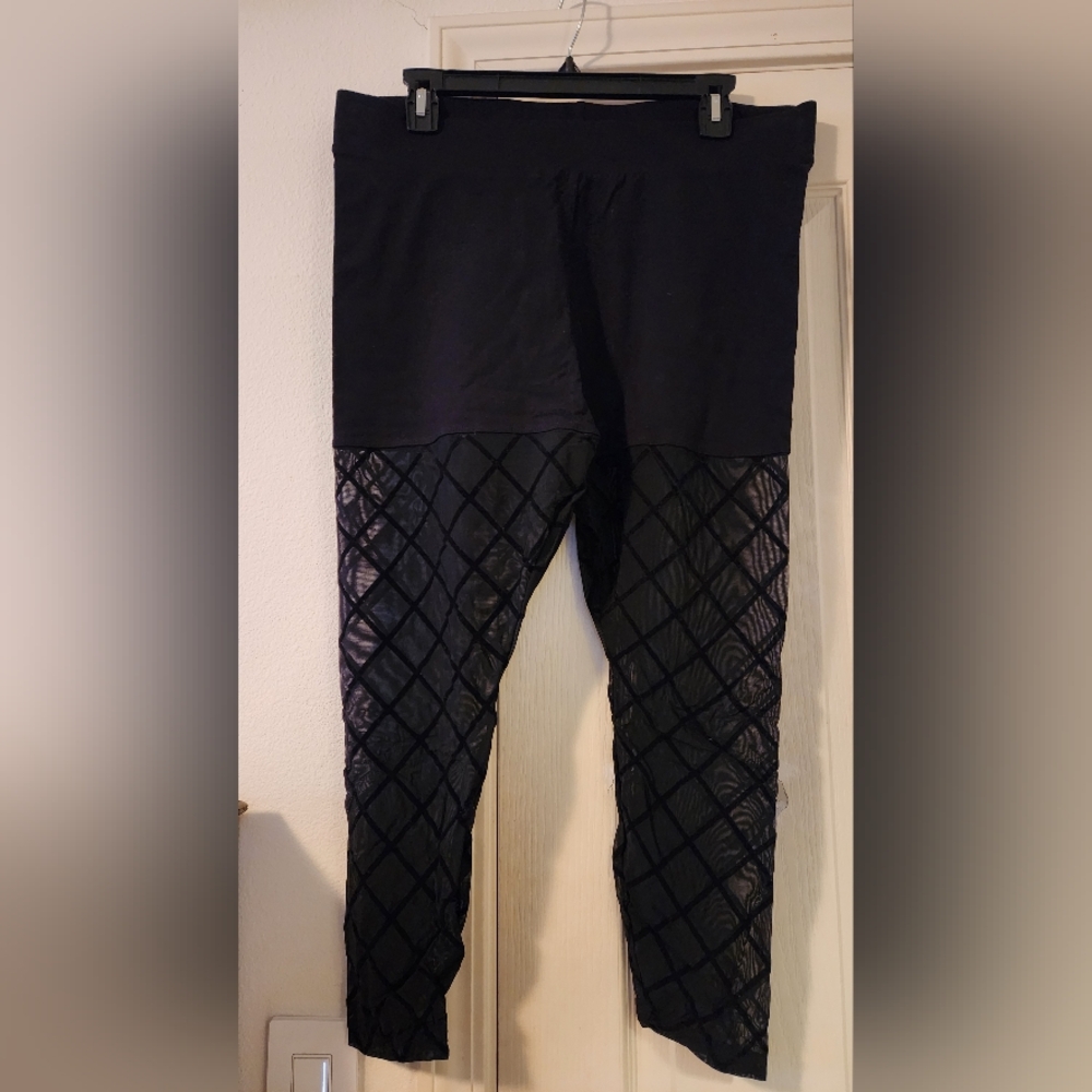 Torrid Black Sheer Crisscross Leggings Tights Size 2